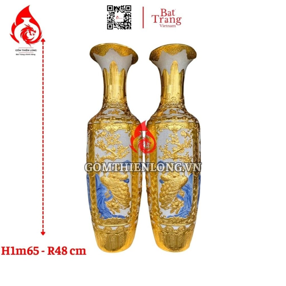 Lộc Bình Bát Tràng Dát Vàng Tứ Cảnh 230126