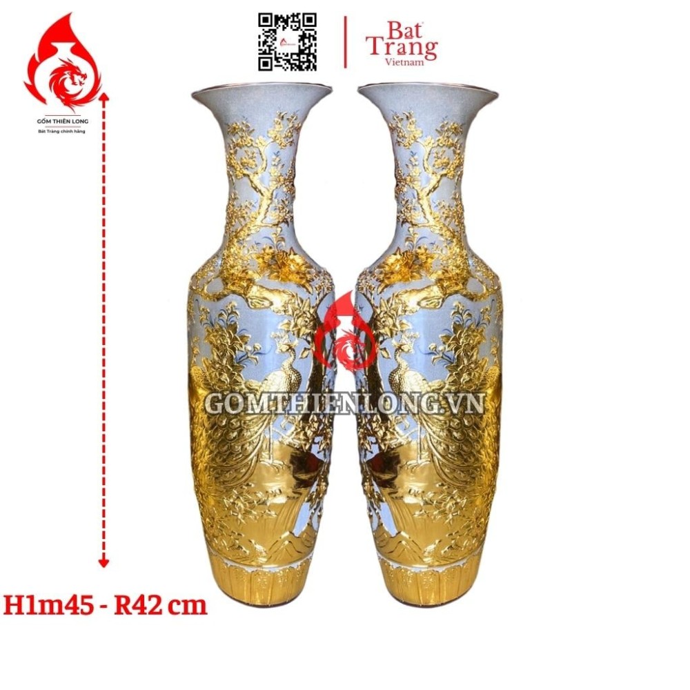 Lộc Bình Bát Tràng Dát Vàng Công Hoa Phú Quý 230127