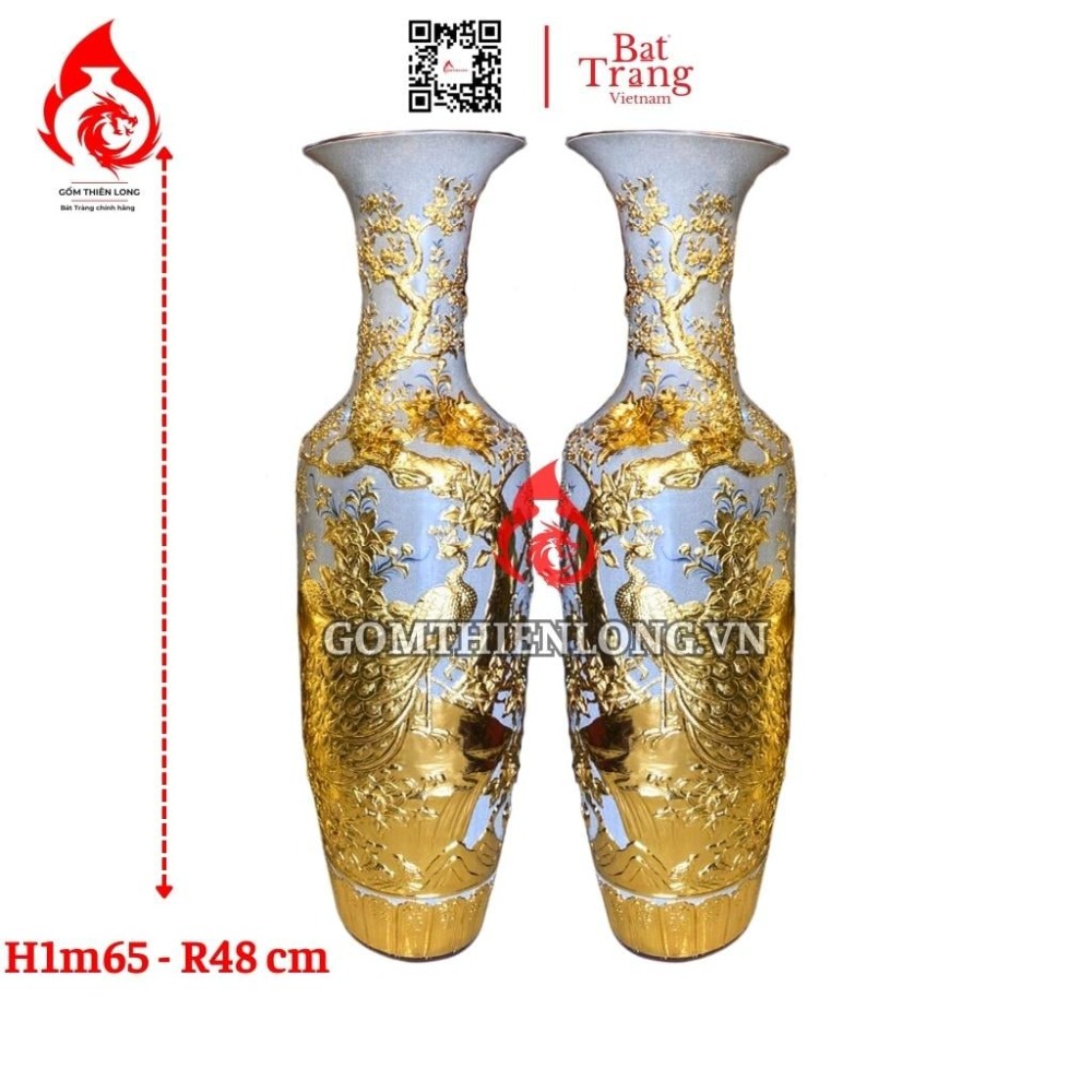 Lộc Bình Bát Tràng Dát Vàng Công Hoa Phú Quý 230127