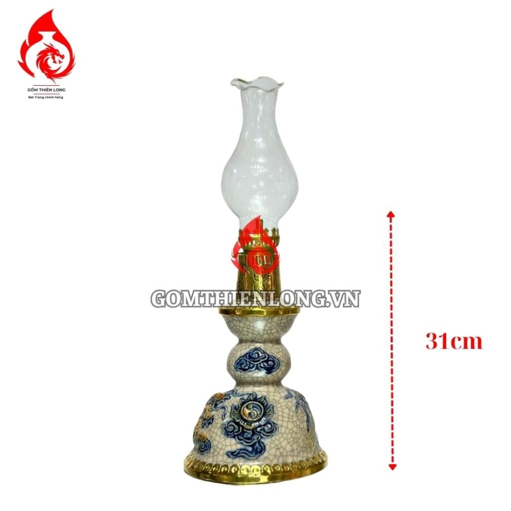 Đèn Dầu Thờ Bát Tràng Men Rạn Bọc Đồng 230140