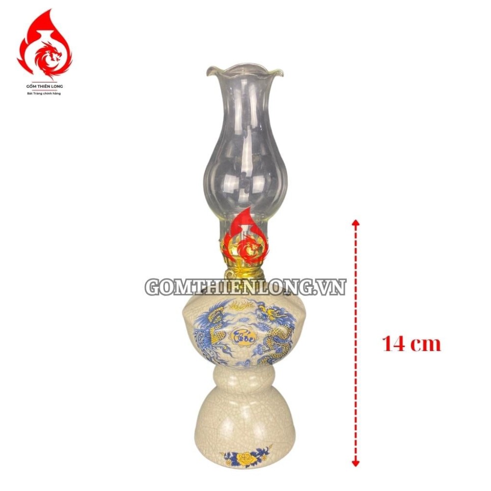 Đèn Dầu Thờ Bát Tràng Men Rạn Rồng Phượng 230170