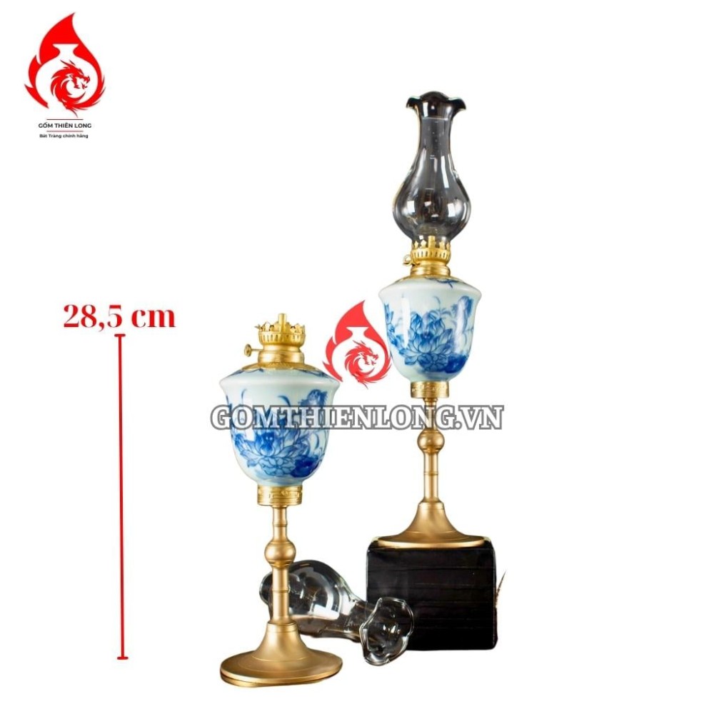 Đèn Dầu Thờ Bát Tràng Dáng Tống Vẽ Hoa Sen 230228