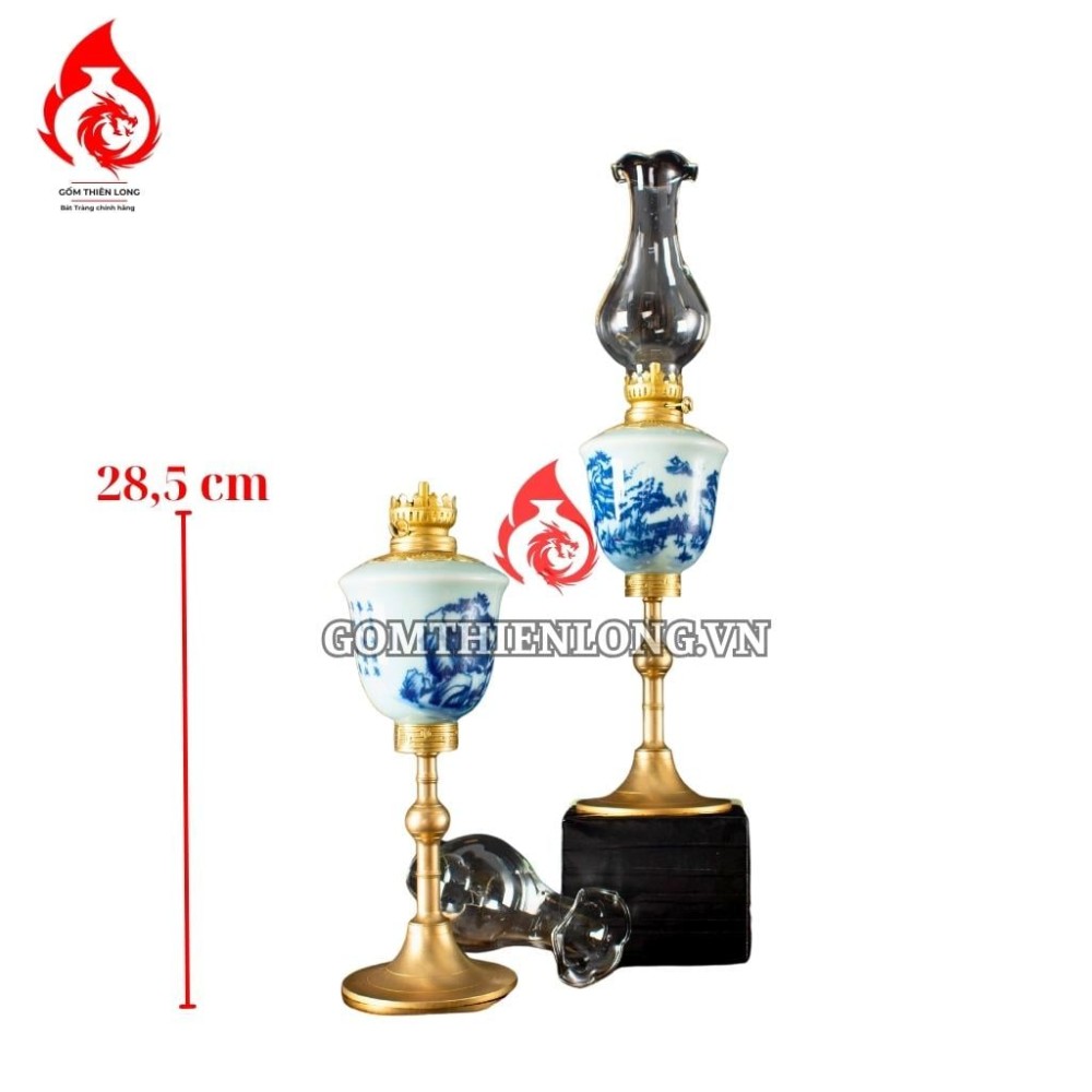 Đèn Dầu Thờ Bát Tràng Dáng Tống Vẽ Sơn Thủy 230229