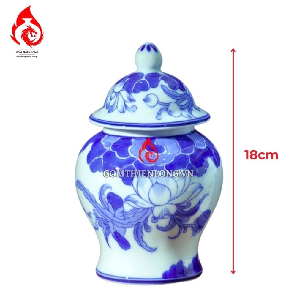 Chóe Thờ Bát Tràng Men Lam Vẽ Hoa Sen 230239