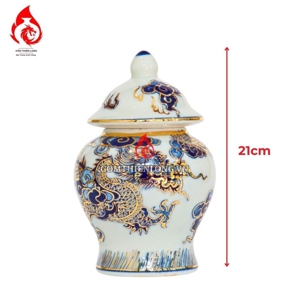 Chóe Thờ Bát Tràng Men Lam Vẽ Vàng Long Vân 230241