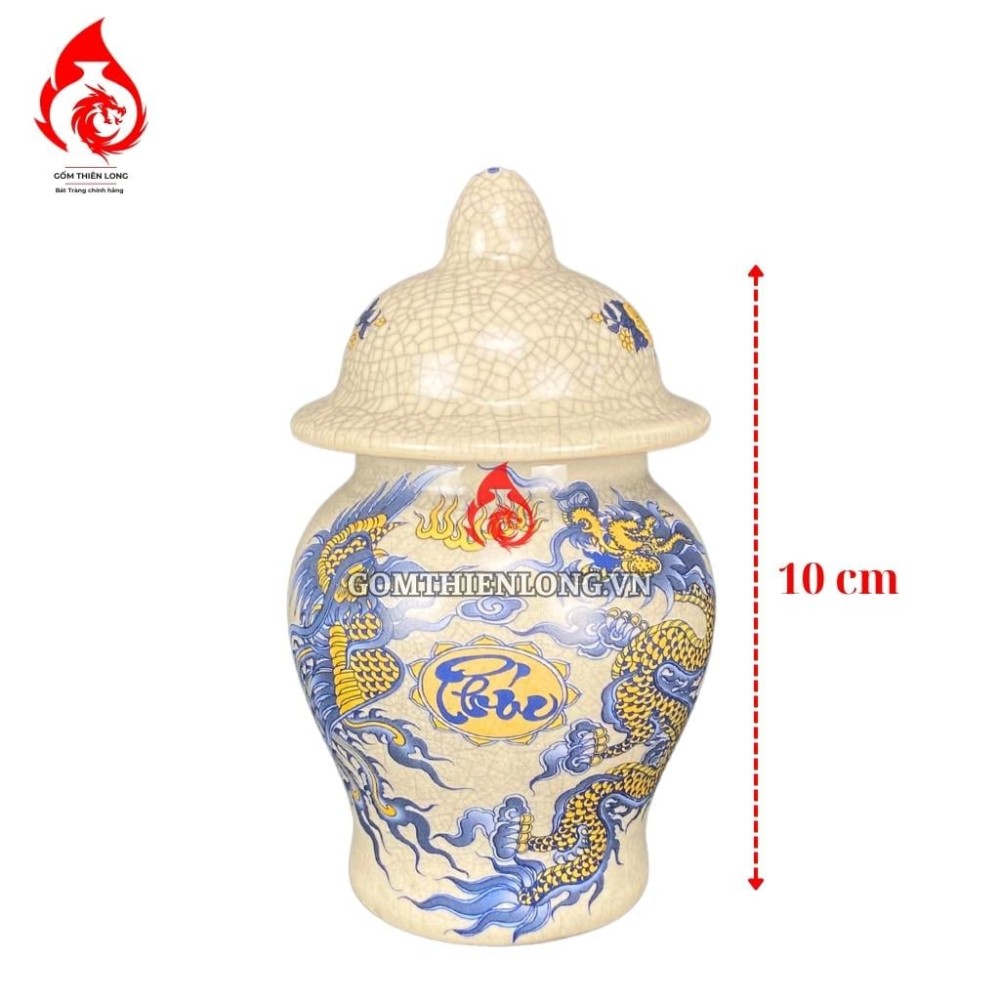 Chóe Thờ Bát Tràng Men Rạn In Rồng Phượng 230246