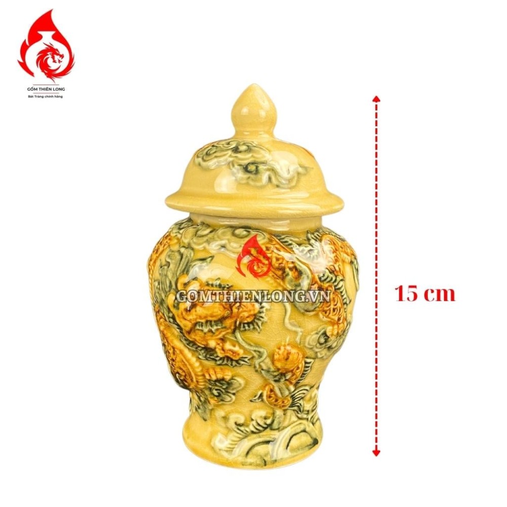 Chóe Thờ Bát Tràng Men Rạn Vàng Đắp Nổi Cá Chép Hóa Rồng 230247