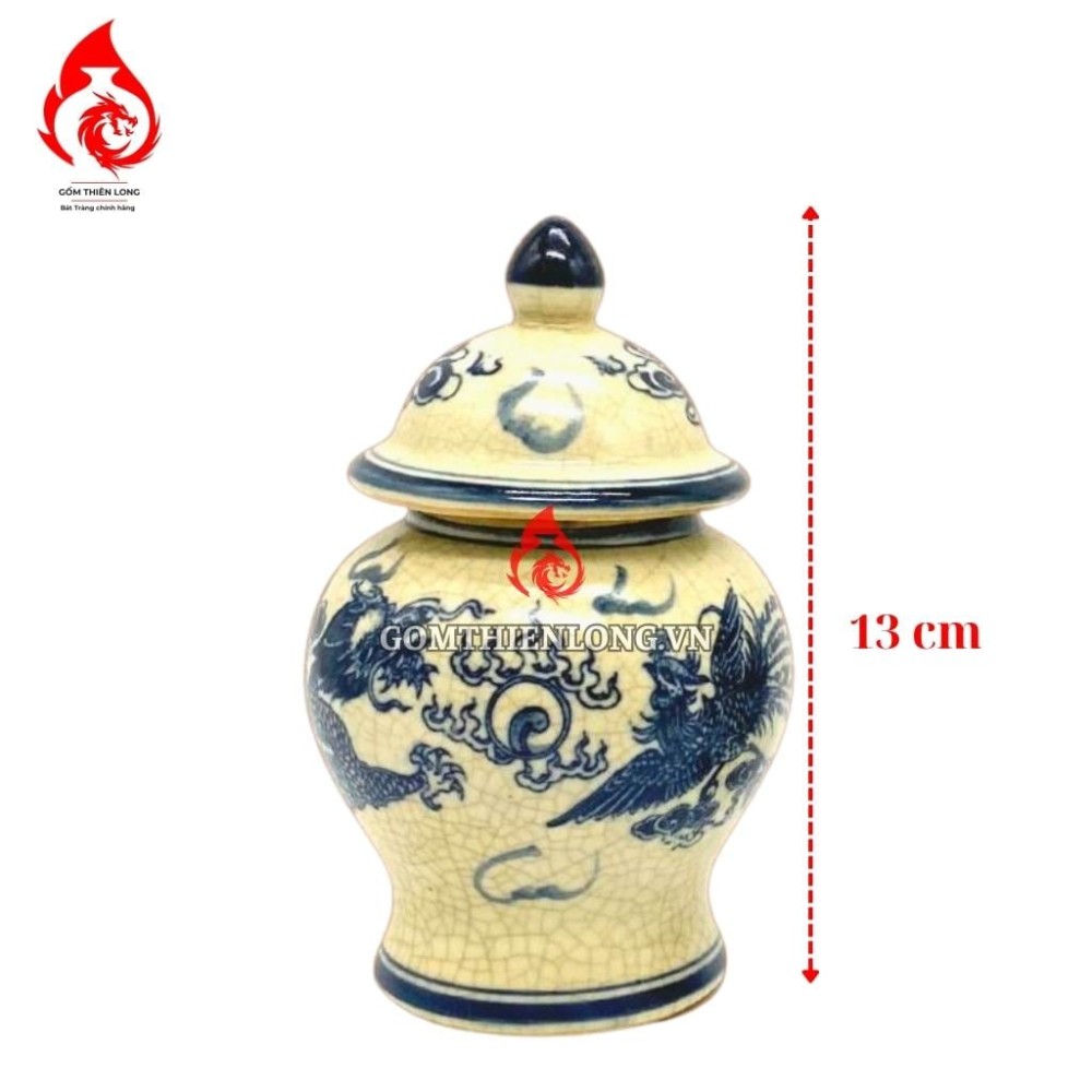 Chóe Thờ Bát Tràng Men Rạn Vẽ Rồng Phượng 230253