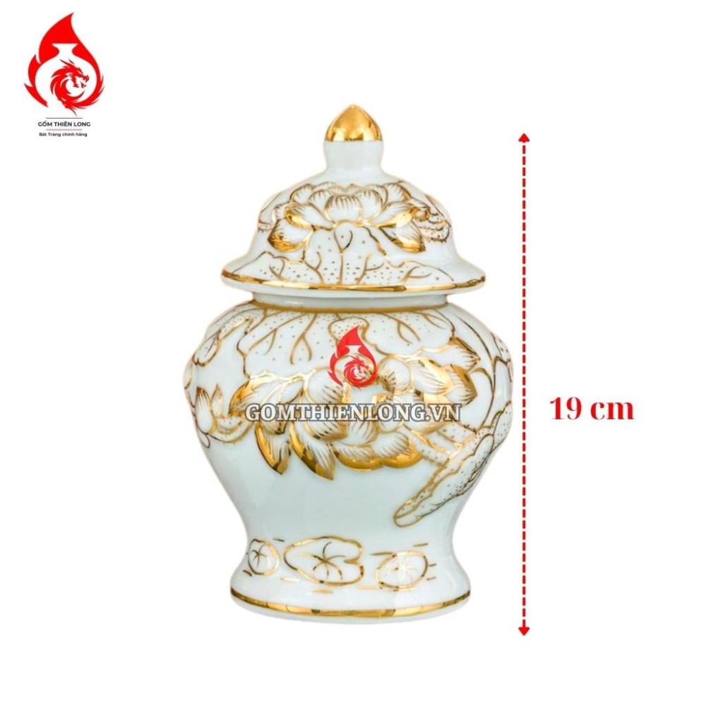 Chóe Thờ Bát Tràng Vẽ Vàng Hoàng Kim Khắc Nổi Hoa Sen 230254