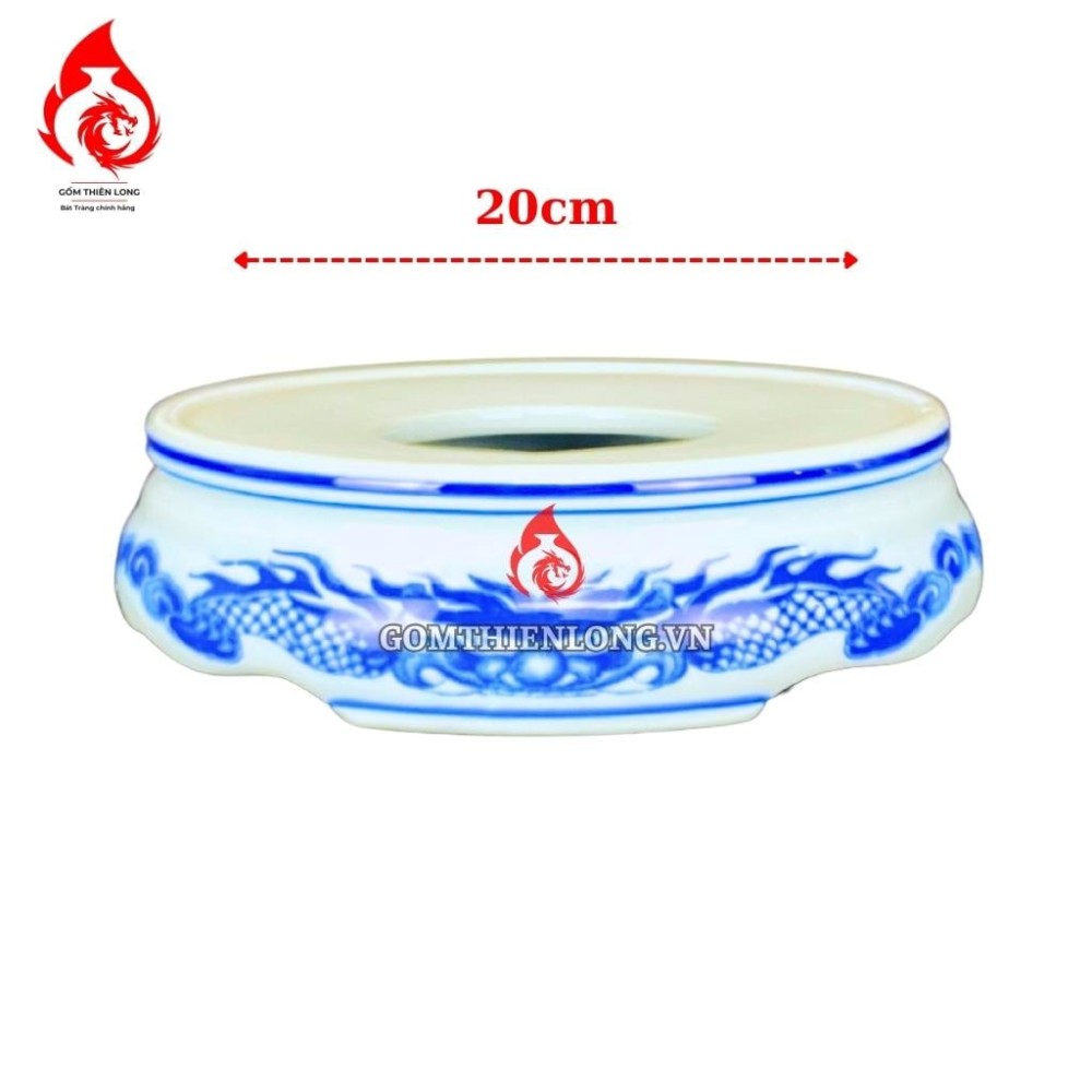 Chân Đế Bát Hương Bằng Sứ Men Lam Vẽ Rồng R230815