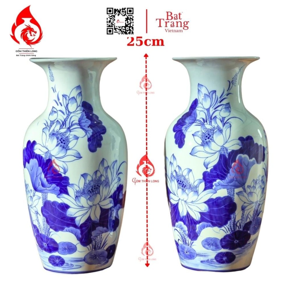 Lộc Bình Bát Tràng Men Lam Sen Phú Quý 230981