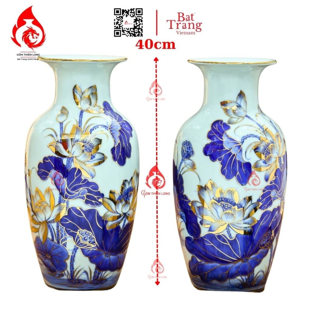 Lộc Bình Bát Tràng Vẽ Vàng Sen Phú Quý 230984