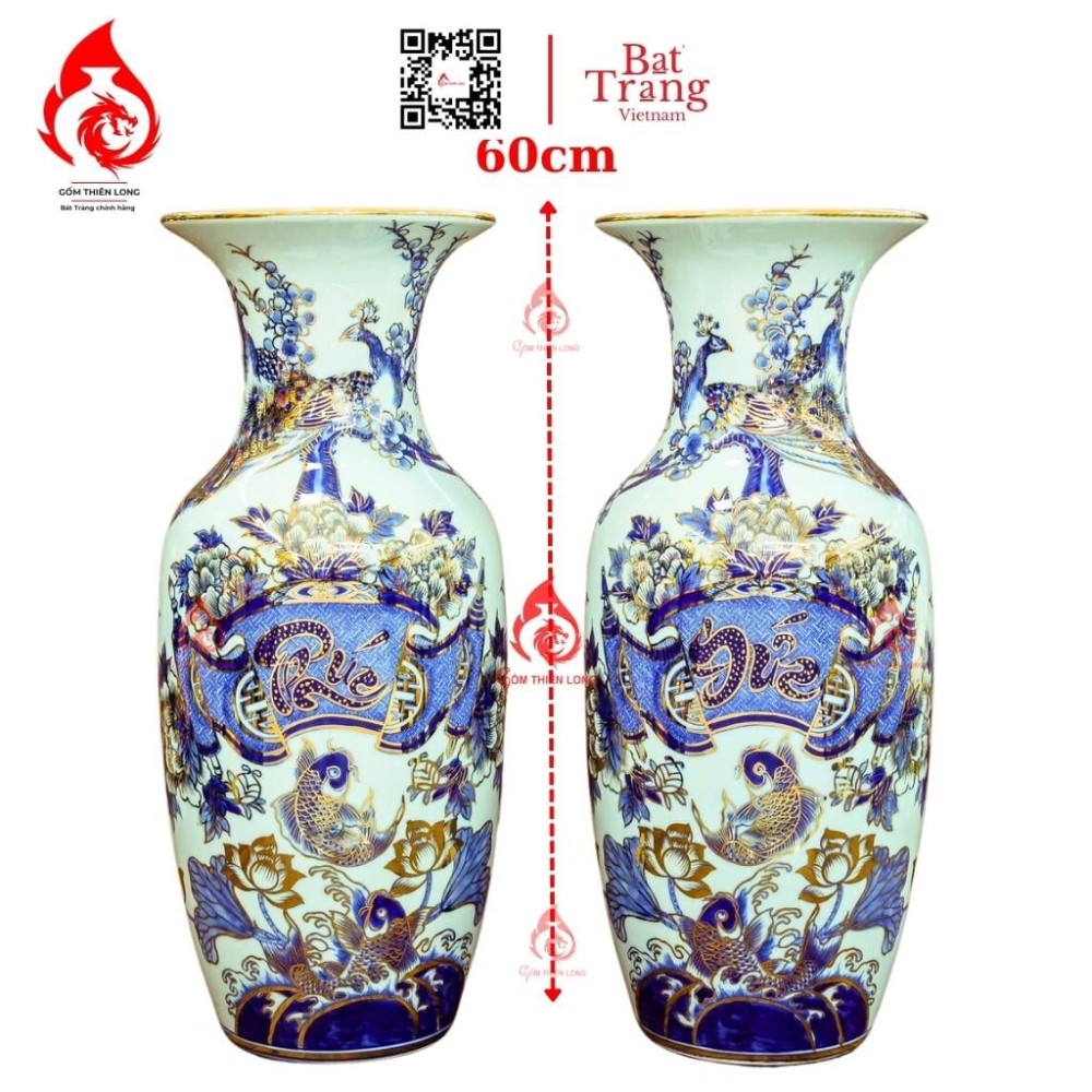 Lộc Bình Bát Tràng Vẽ Vàng Phúc Đức 230990