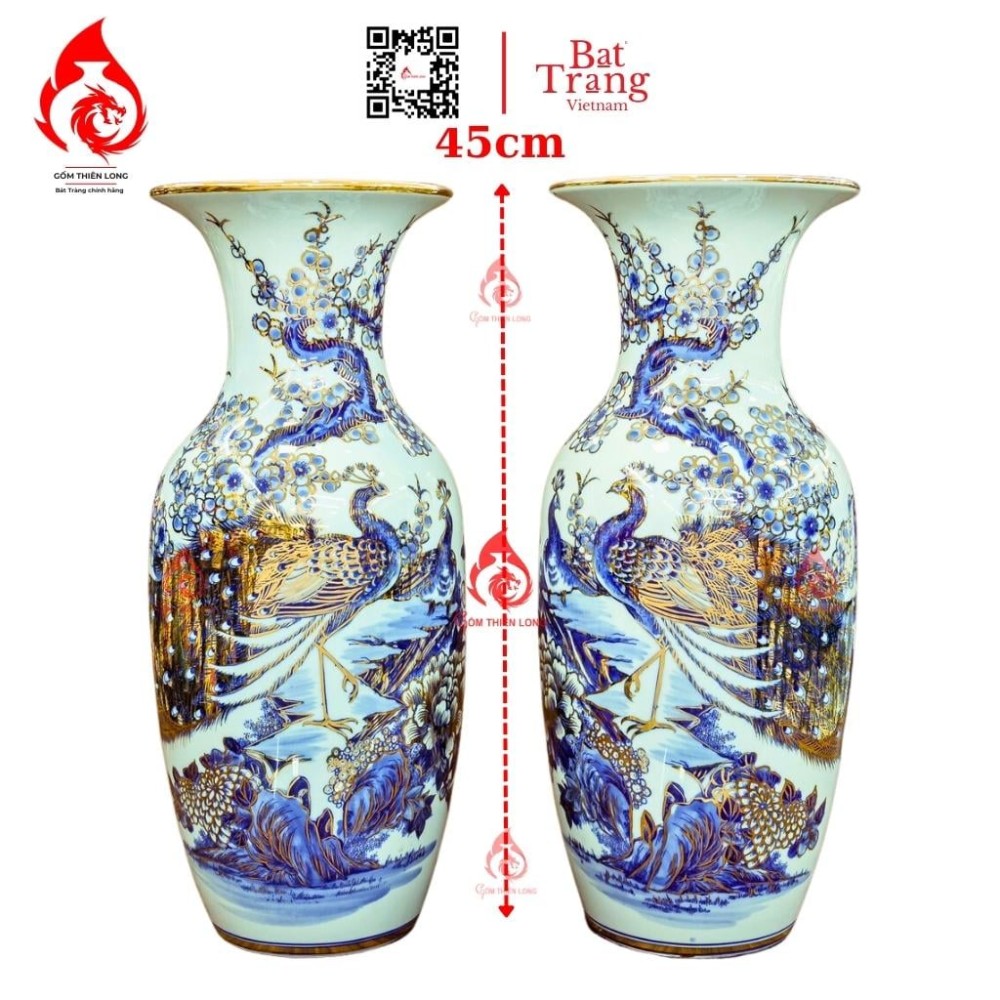 Lộc Bình Bát Tràng Vẽ Vàng Công Hoa Phú Quý 230992