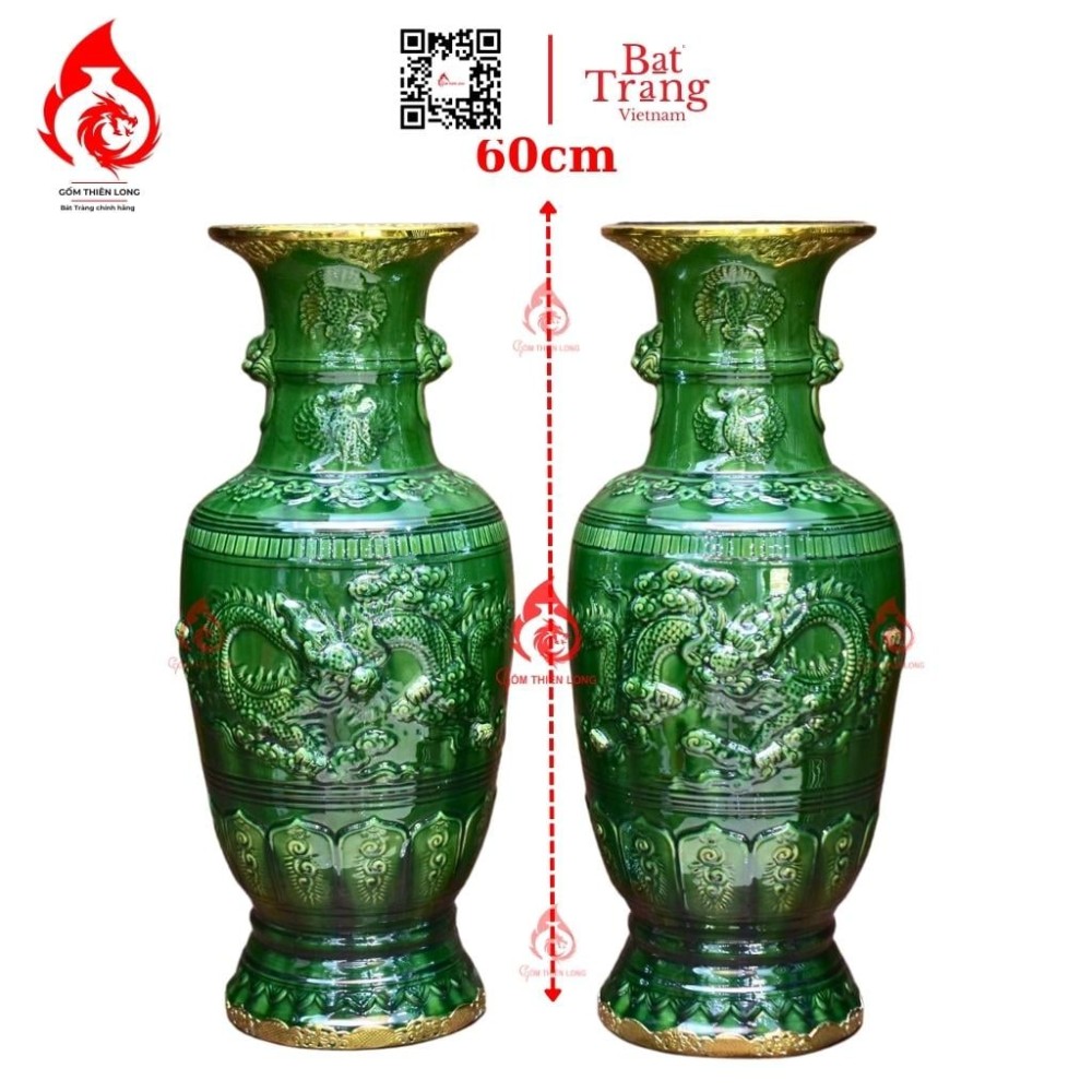 Lộc Bình Bát Tràng Men Xanh Ngọc Lục Bảo Nhất Long 230995