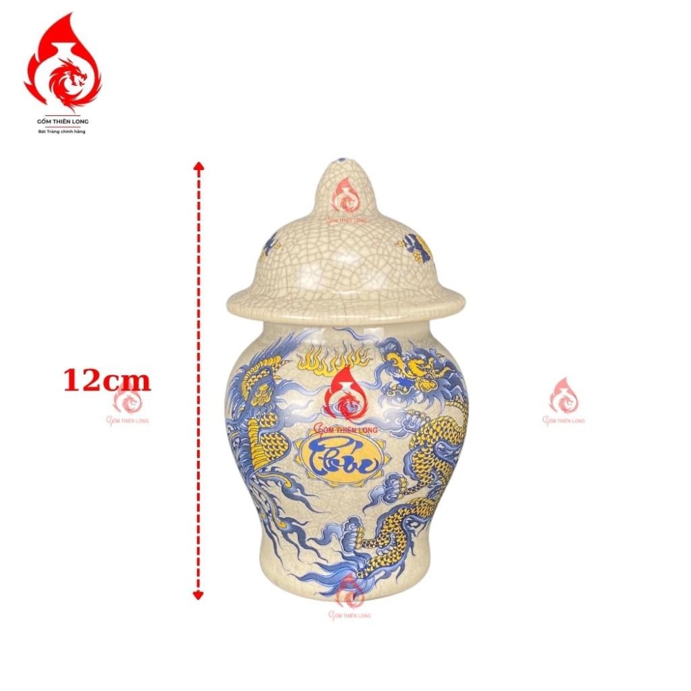 Bộ Đồ Thờ Bát Tràng Men Rạn In Rồng 231004