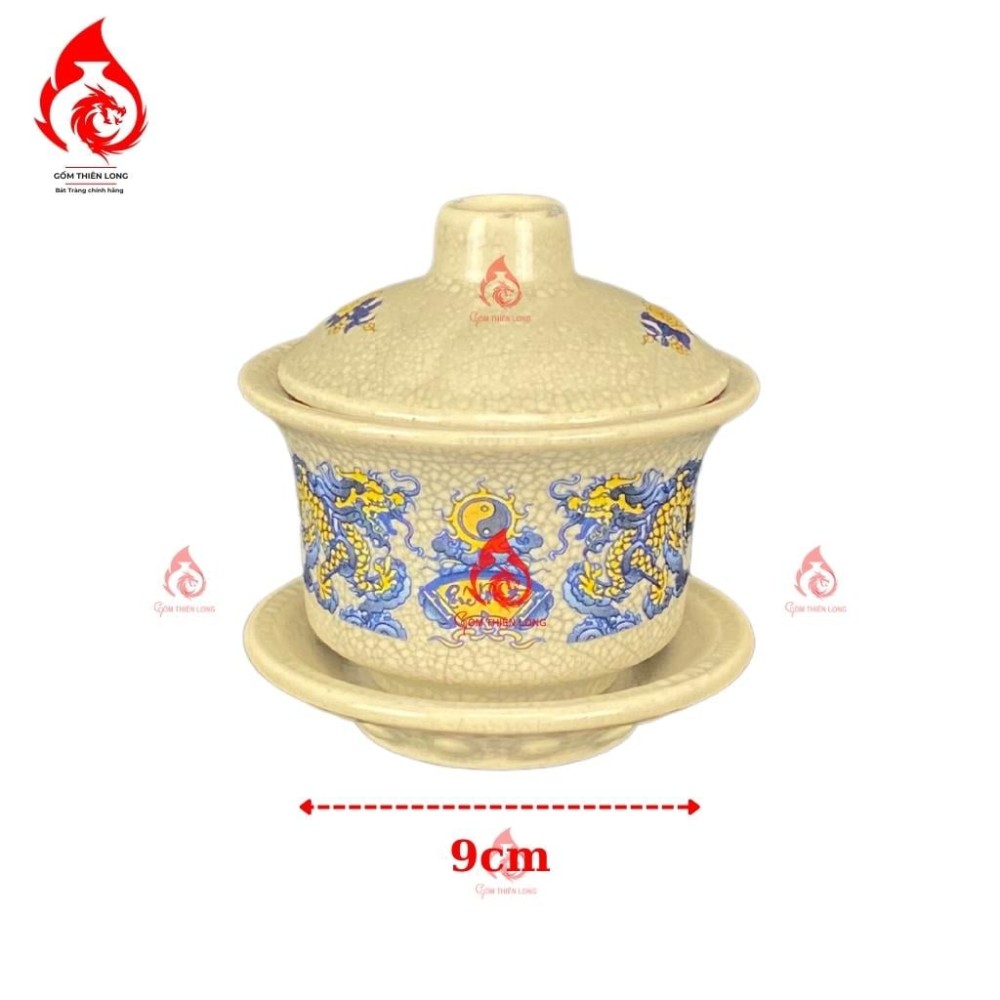 Bộ Đồ Thờ Bát Tràng Men Rạn In Rồng 231004