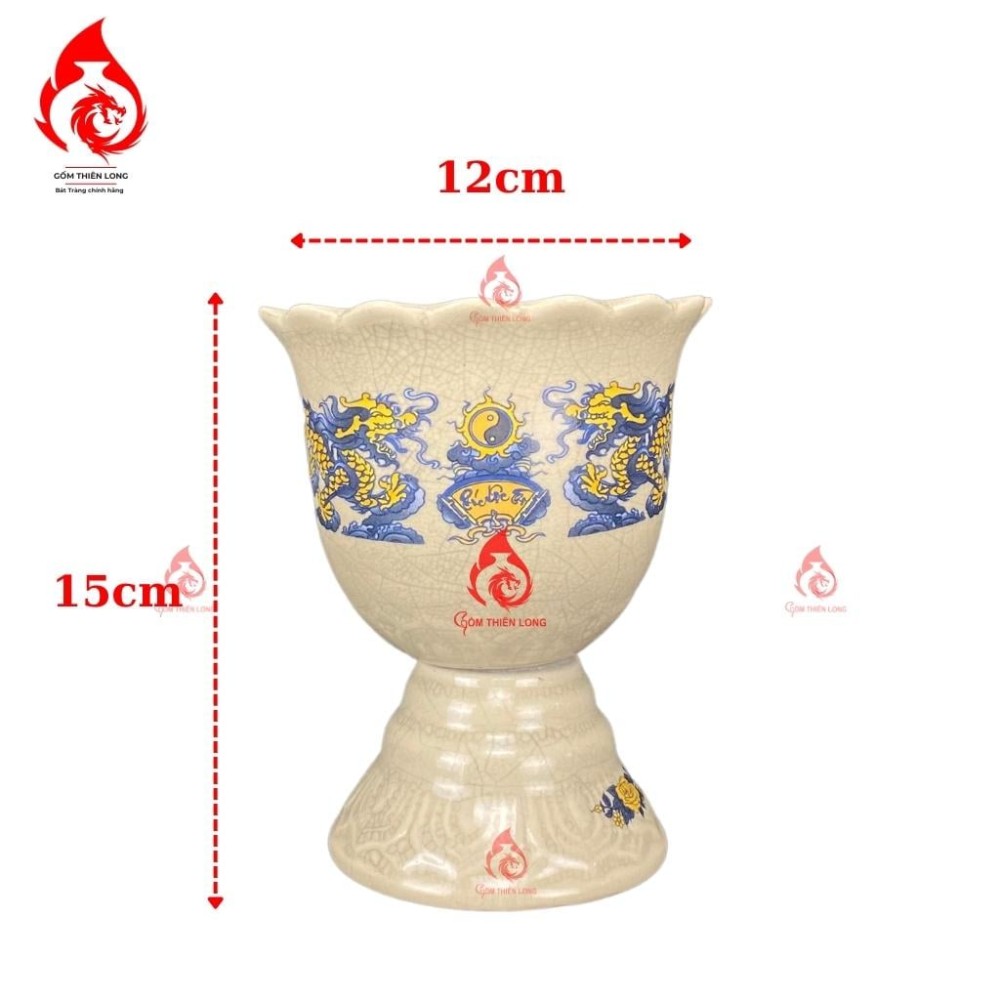 Bộ Đồ Thờ Bát Tràng Men Rạn In Rồng 231004