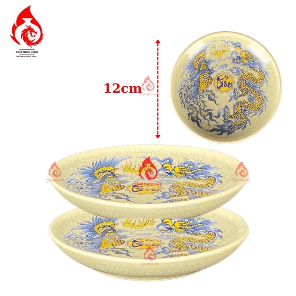 Bộ Đồ Thờ Bát Tràng Men Rạn In Rồng 231004