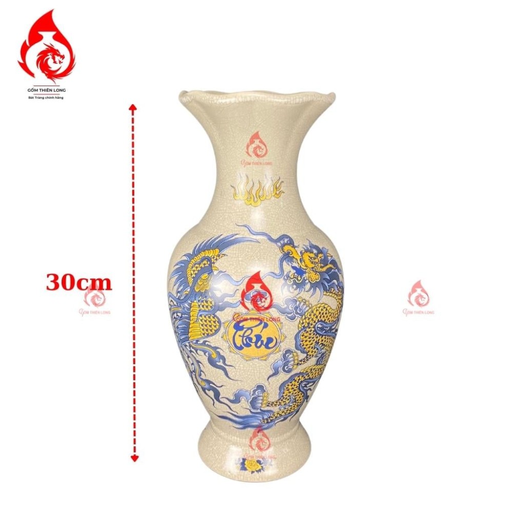 Bộ Đồ Thờ Bát Tràng Men Rạn In Rồng 231004