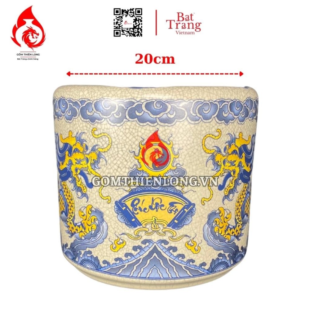 Bát Hương Men Rạn In Rồng 231021