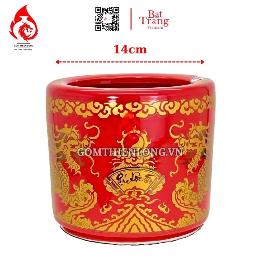 Bát Hương Màu Đỏ In Rồng 231022