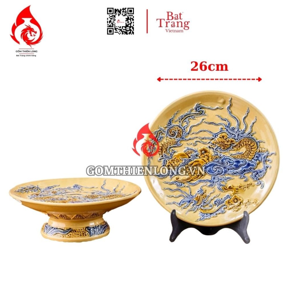 Bộ Đồ Thờ Bát Tràng Màu Vàng Hoàng Tộc Đắp Nổi 231023