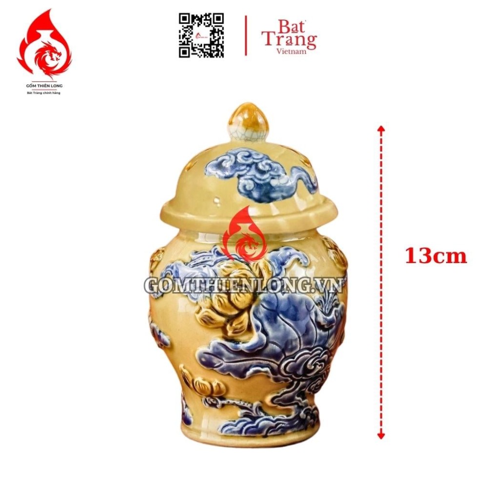 Bộ Đồ Thờ Bát Tràng Màu Vàng Hoàng Tộc Đắp Nổi 231023