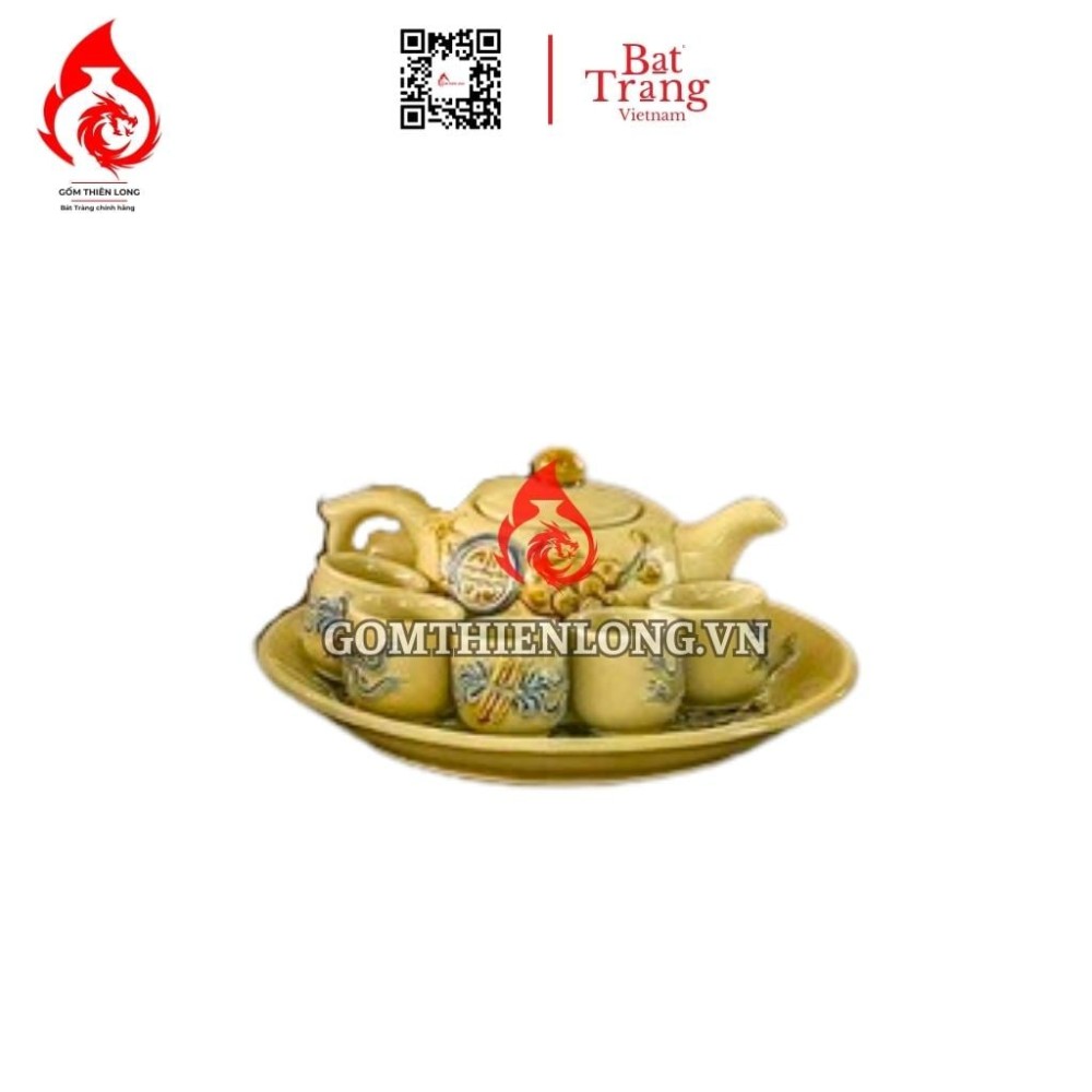 Bộ Đồ Thờ Bát Tràng Màu Vàng Hoàng Tộc Đắp Nổi 231023