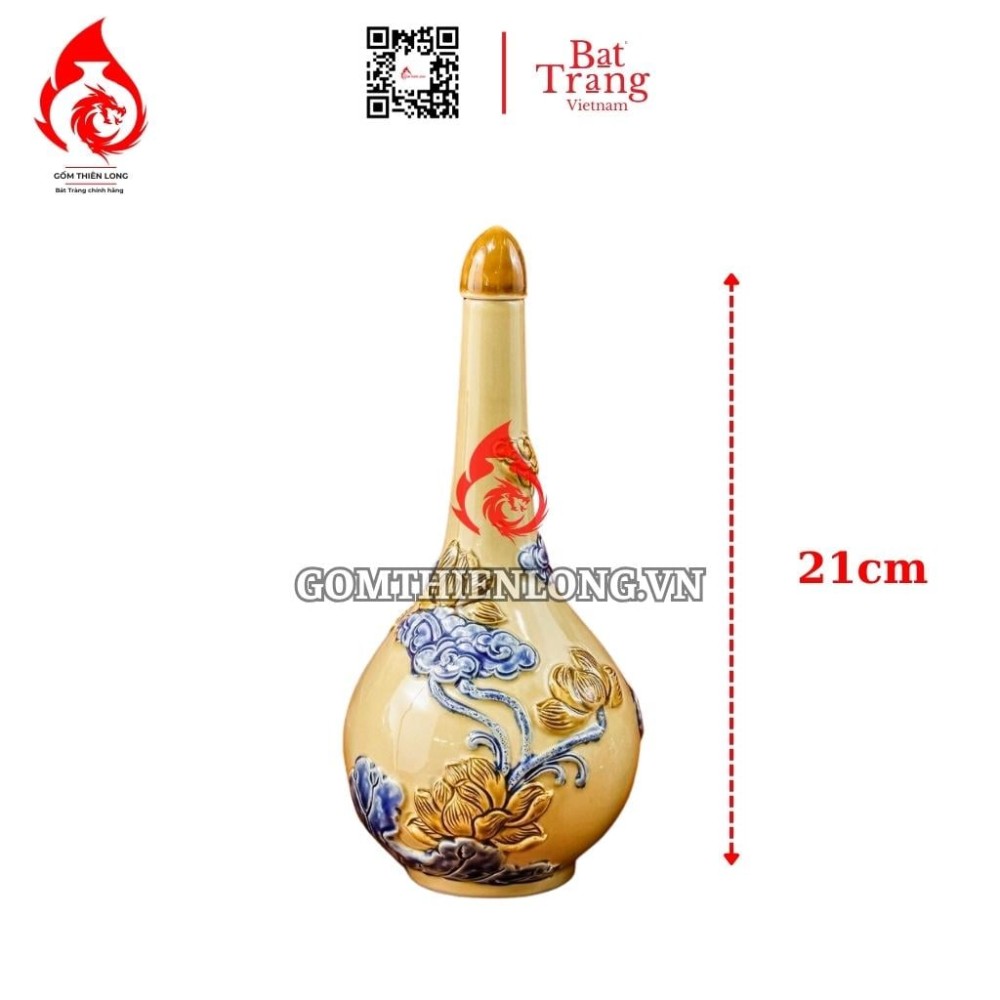 Bộ Đồ Thờ Bát Tràng Màu Vàng Hoàng Tộc Đắp Nổi 231023