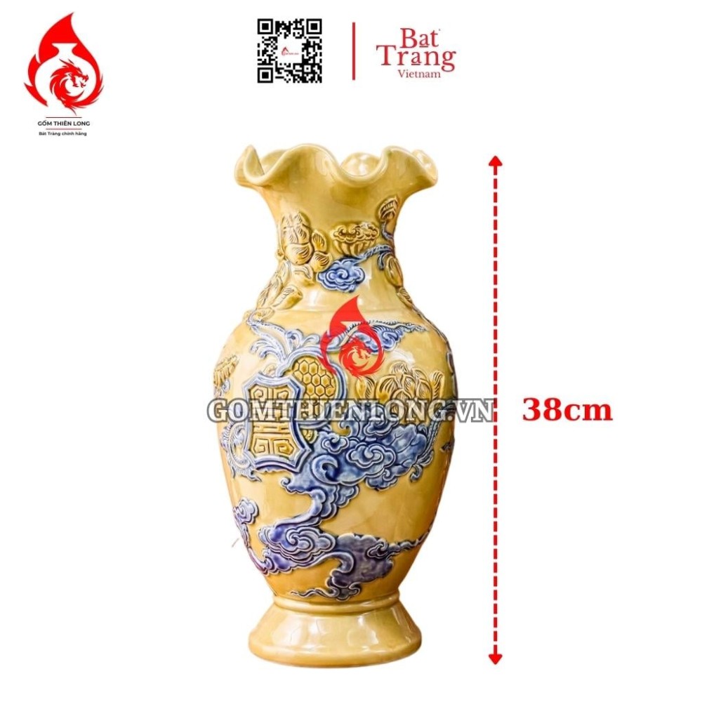 Bộ Đồ Thờ Bát Tràng Màu Vàng Hoàng Tộc Đắp Nổi 231023