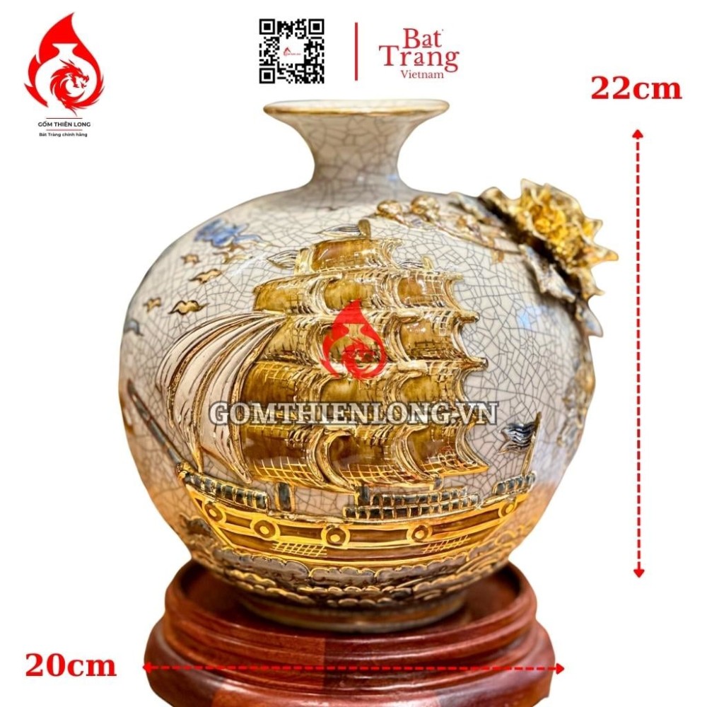 Bình Hút Lộc Thuận Buồm Xuôi Gió Men Rạn 231029