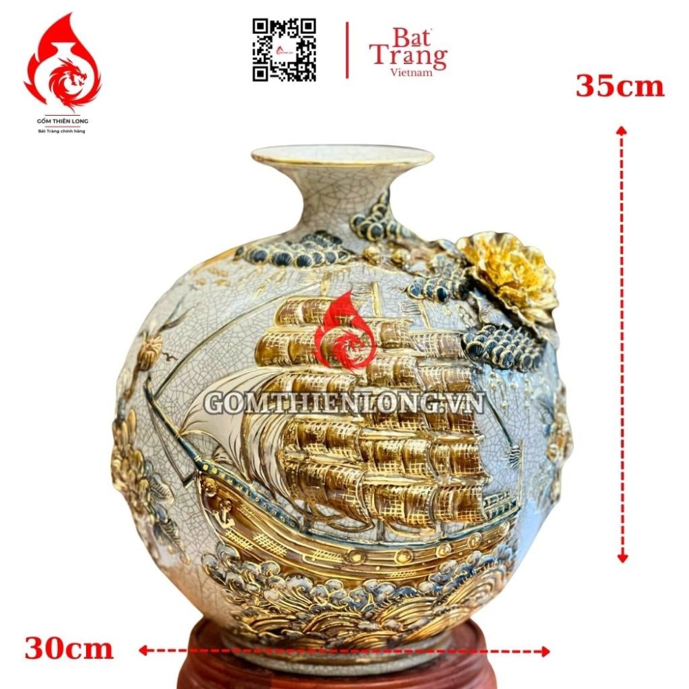 Bình Hút Lộc Thuận Buồm Xuôi Gió Men Rạn 231029