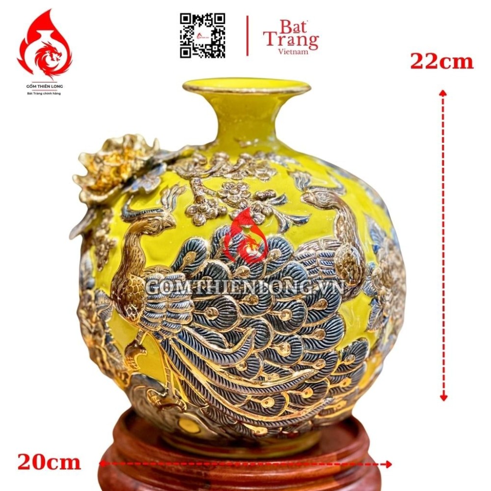 Bình Hút Lộc Công Hoa Phú Quý Màu Vàng 231031