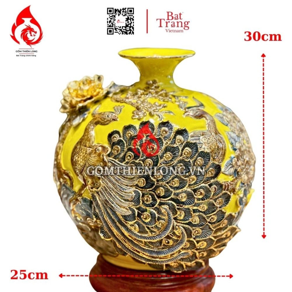 Bình Hút Lộc Công Hoa Phú Quý Màu Vàng 231031