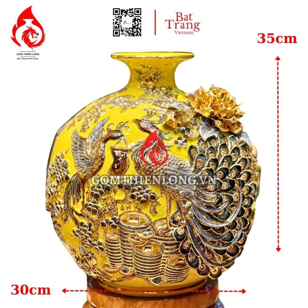 Bình Hút Lộc Công Hoa Phú Quý Màu Vàng 231031