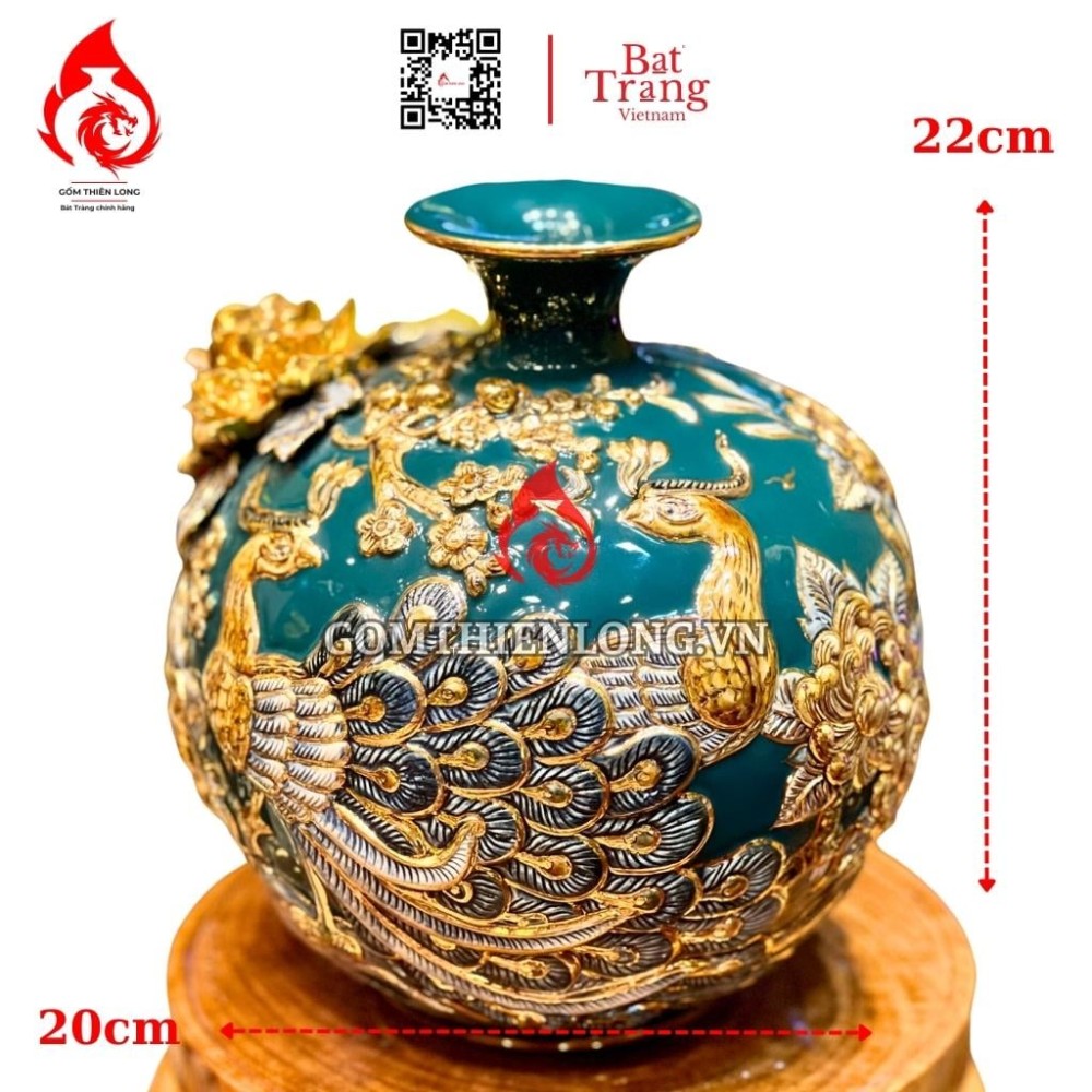 Bình Hút Lộc Công Hoa Phú Quý Màu Xanh Lục Bảo 231032