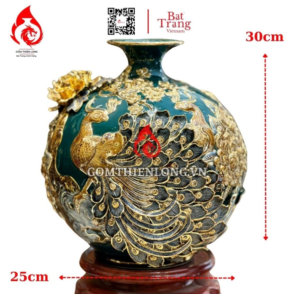 Bình Hút Lộc Công Hoa Phú Quý Màu Xanh Lục Bảo 231032