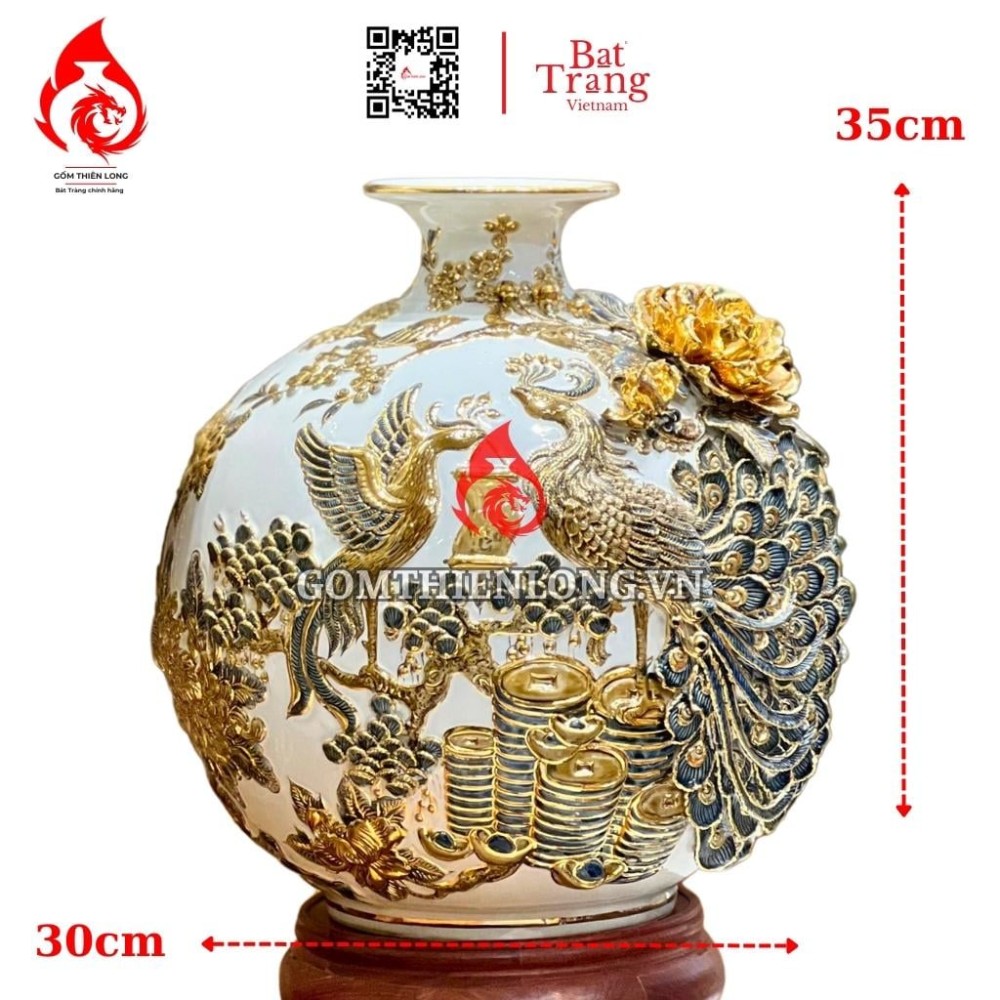 Bình Hút Lộc Công Hoa Phú Quý Màu Trắng 231033