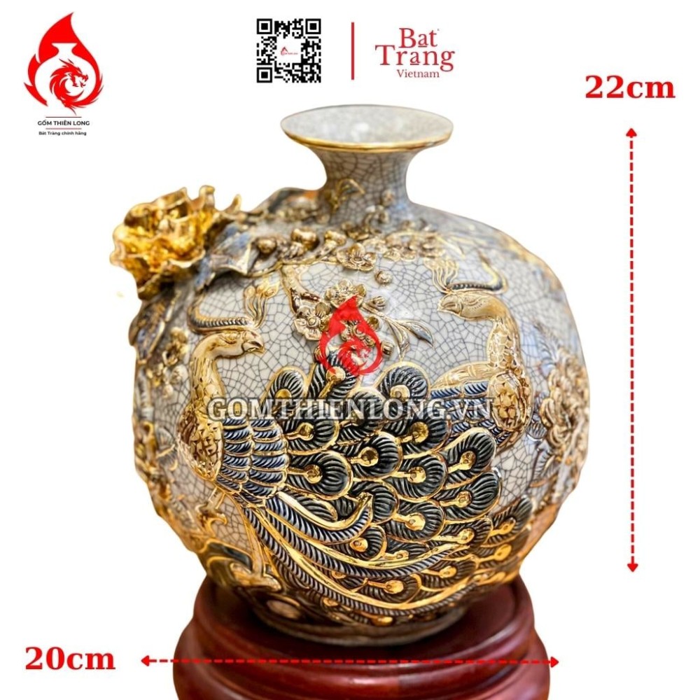 Bình Hút Lộc Công Hoa Phú Quý Men Rạn 231034