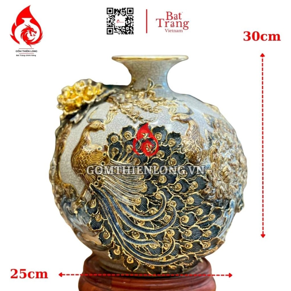 Bình Hút Lộc Công Hoa Phú Quý Men Rạn 231034