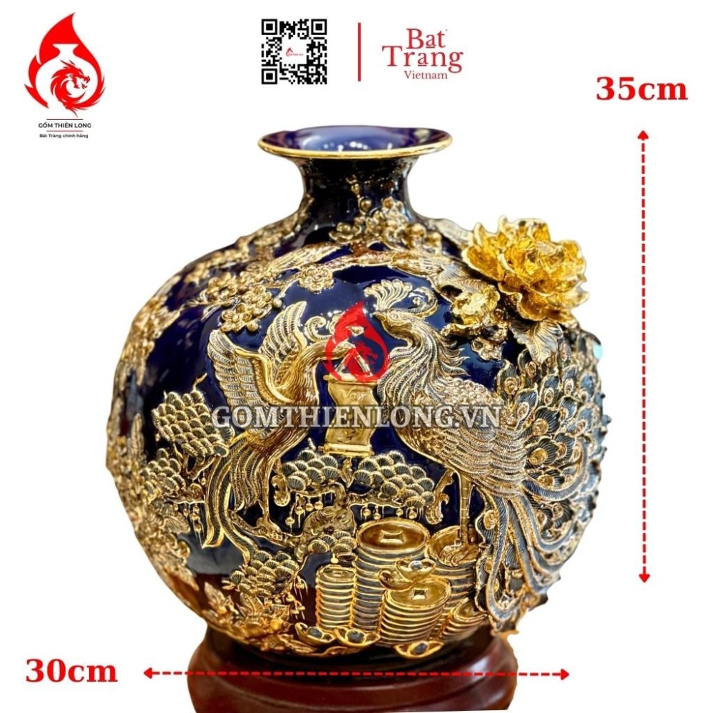 Bình Hút Lộc Công Hoa Phú Quý Màu Xanh Tím 231035