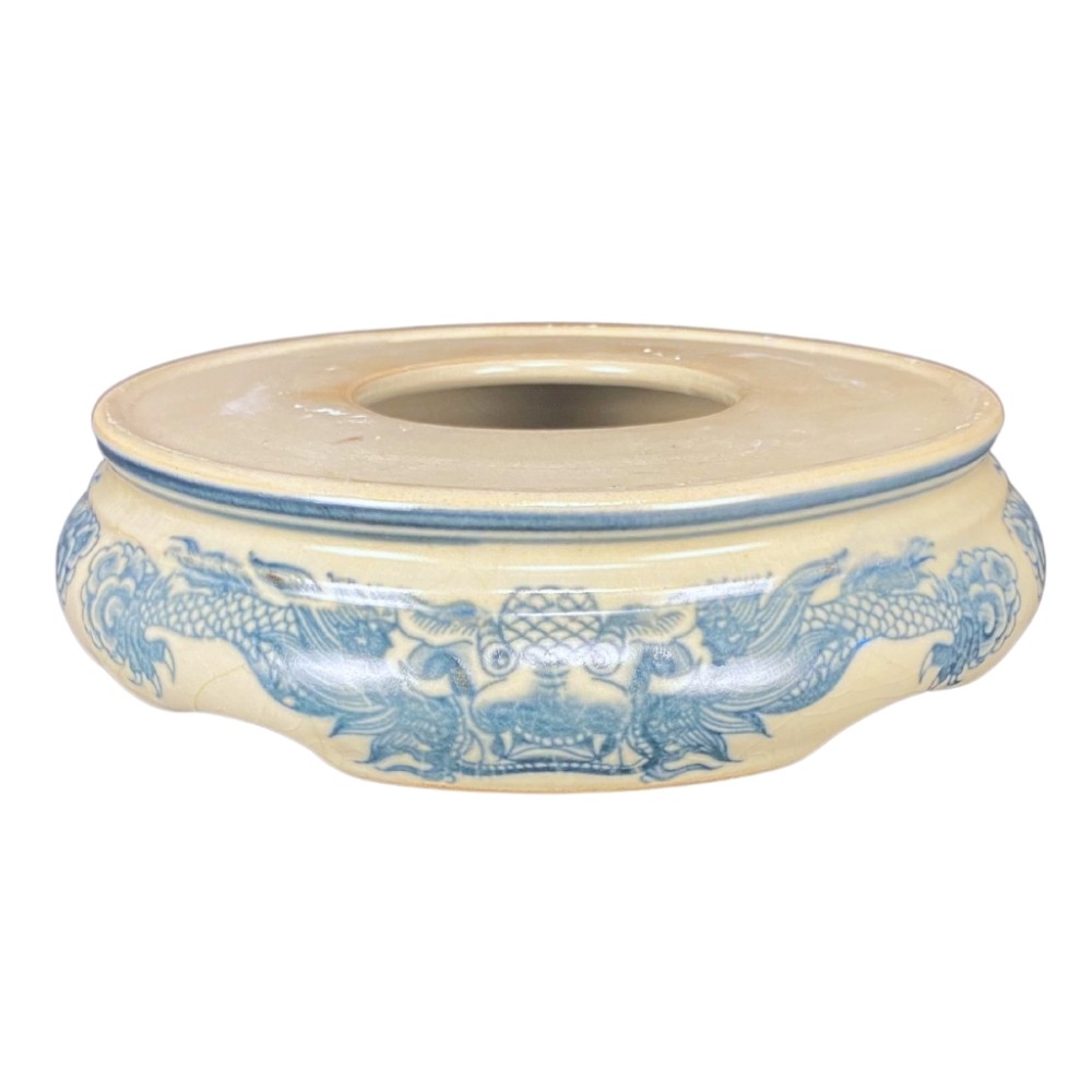 Chân Đế Bát Hương Bằng Sứ Men Rạn Vẽ Rồng 231037R