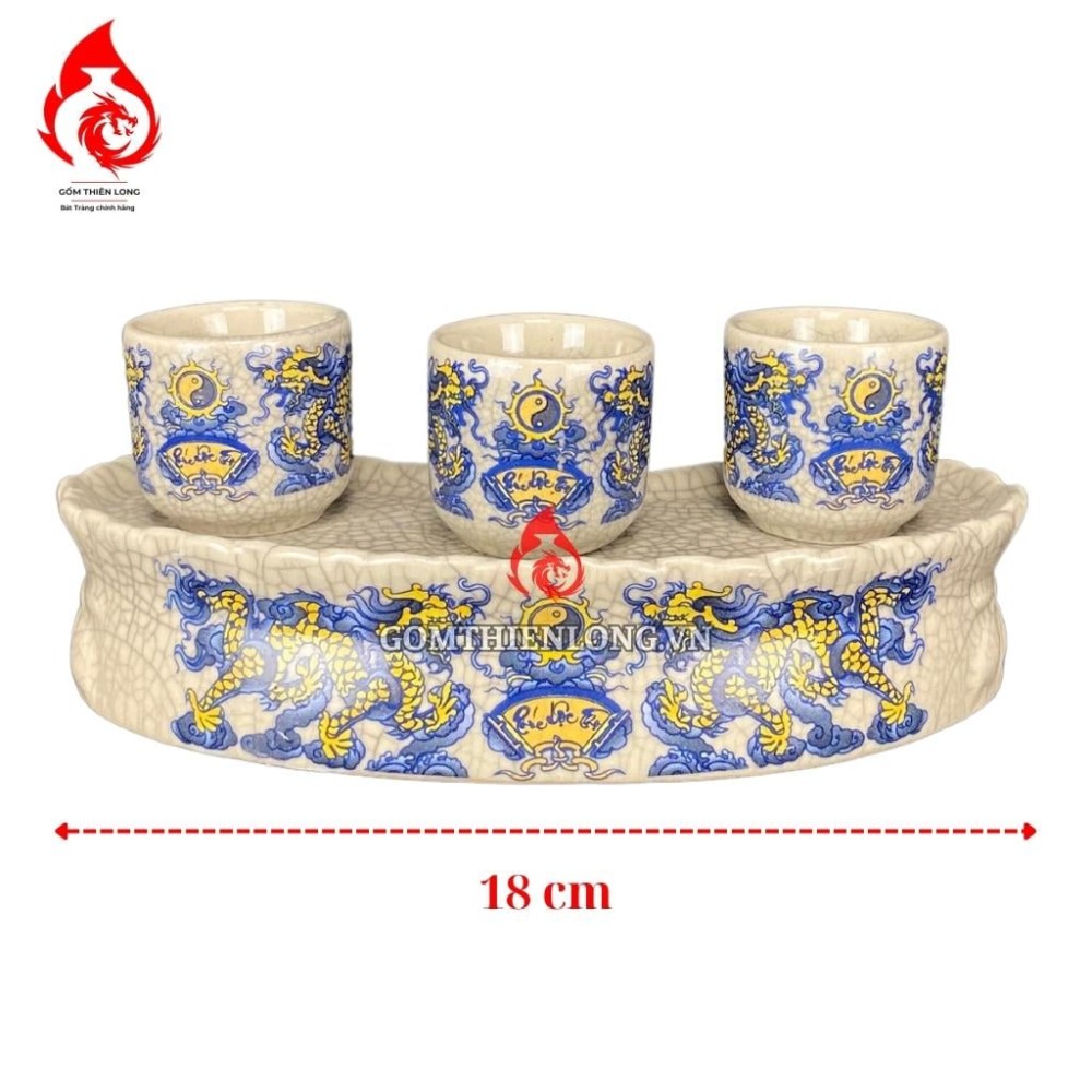 Bộ Kỷ Chén Thờ Men Rạn Long Chầu Nguyệt 231059