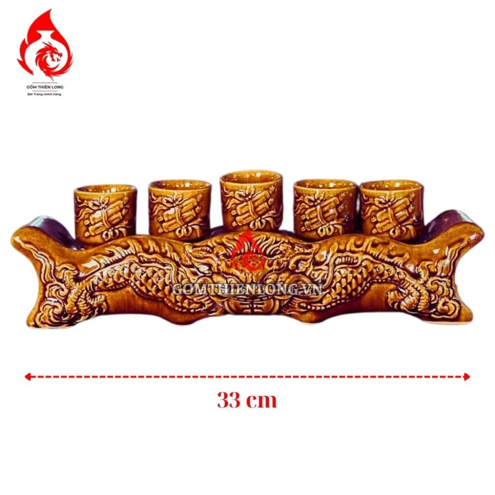 Bộ Kỷ Chén Thờ Men Vàng Hoàng Thổ Đắp Rồng 231063