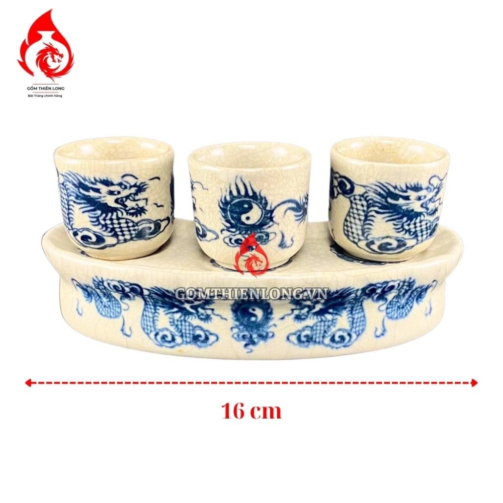 Bộ Kỷ Chén Thờ Men Rạn Vẽ Rồng 231066