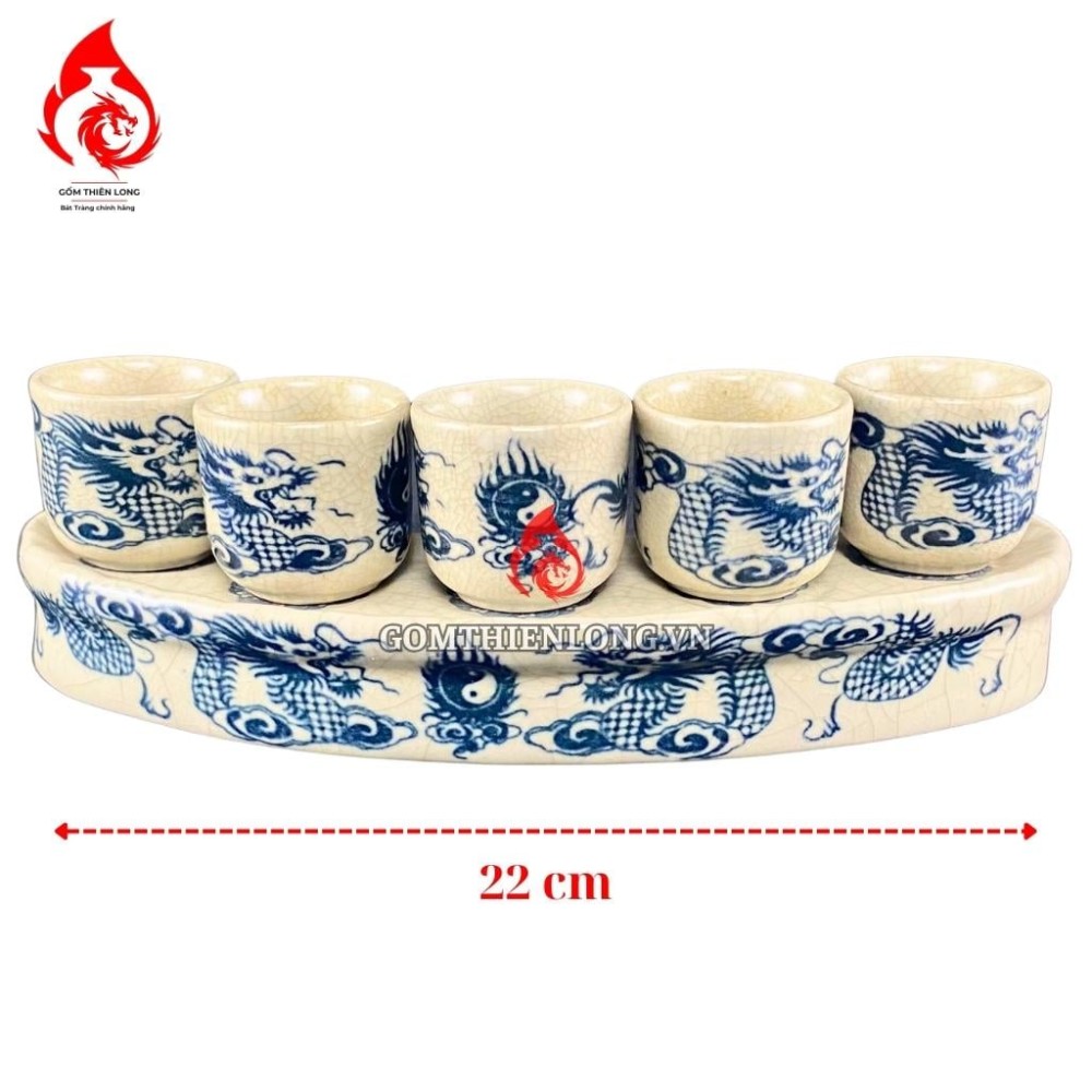 Bộ Kỷ Chén Thờ Men Rạn Vẽ Rồng 231066