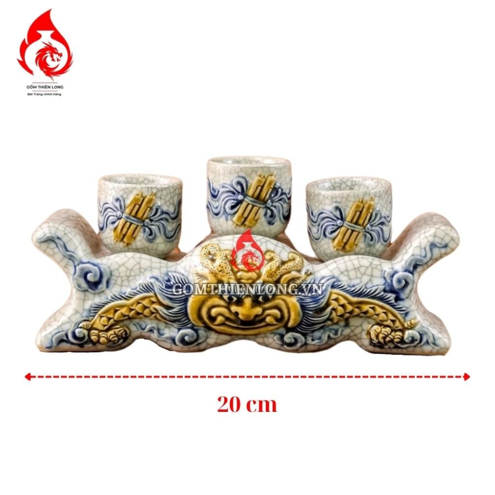 Bộ Kỷ Chén Thờ Men Rạn Đắp Nổi 231070