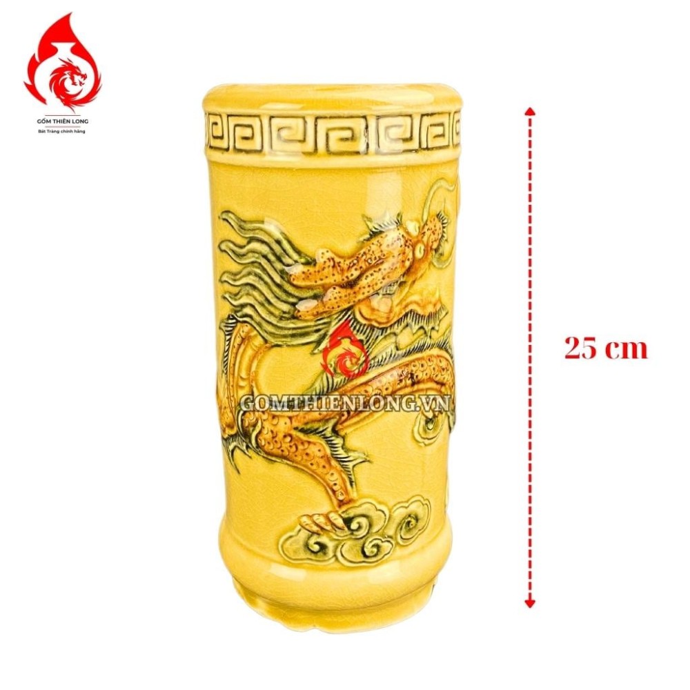 Ống Đựng Nhang Bát Tràng Men Rạn Vàng Hoàng Lưu Ly 231085