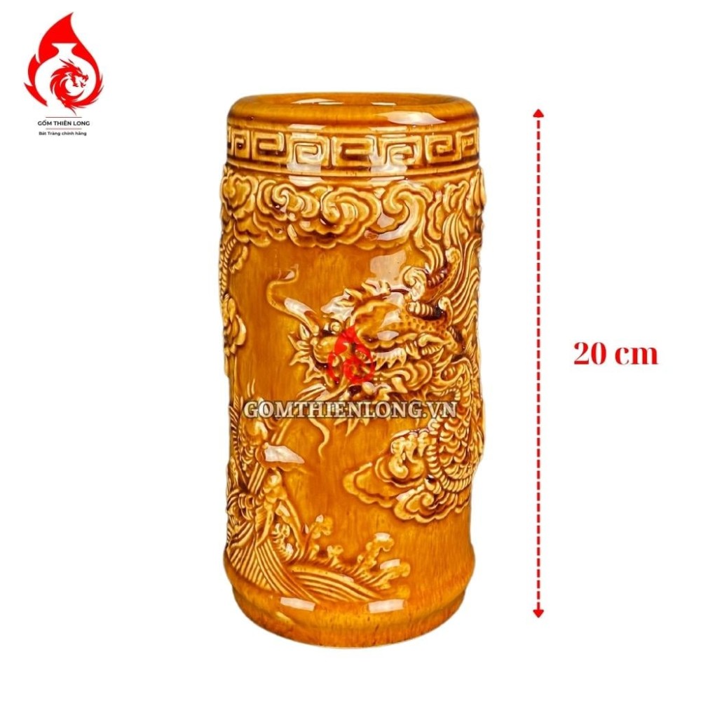 Ống Đựng Nhang Bát Tràng Men Vàng Hoàng Thổ 231087